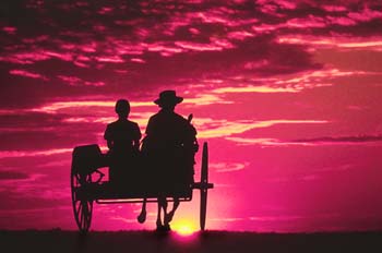 Almish Couple at Sunset